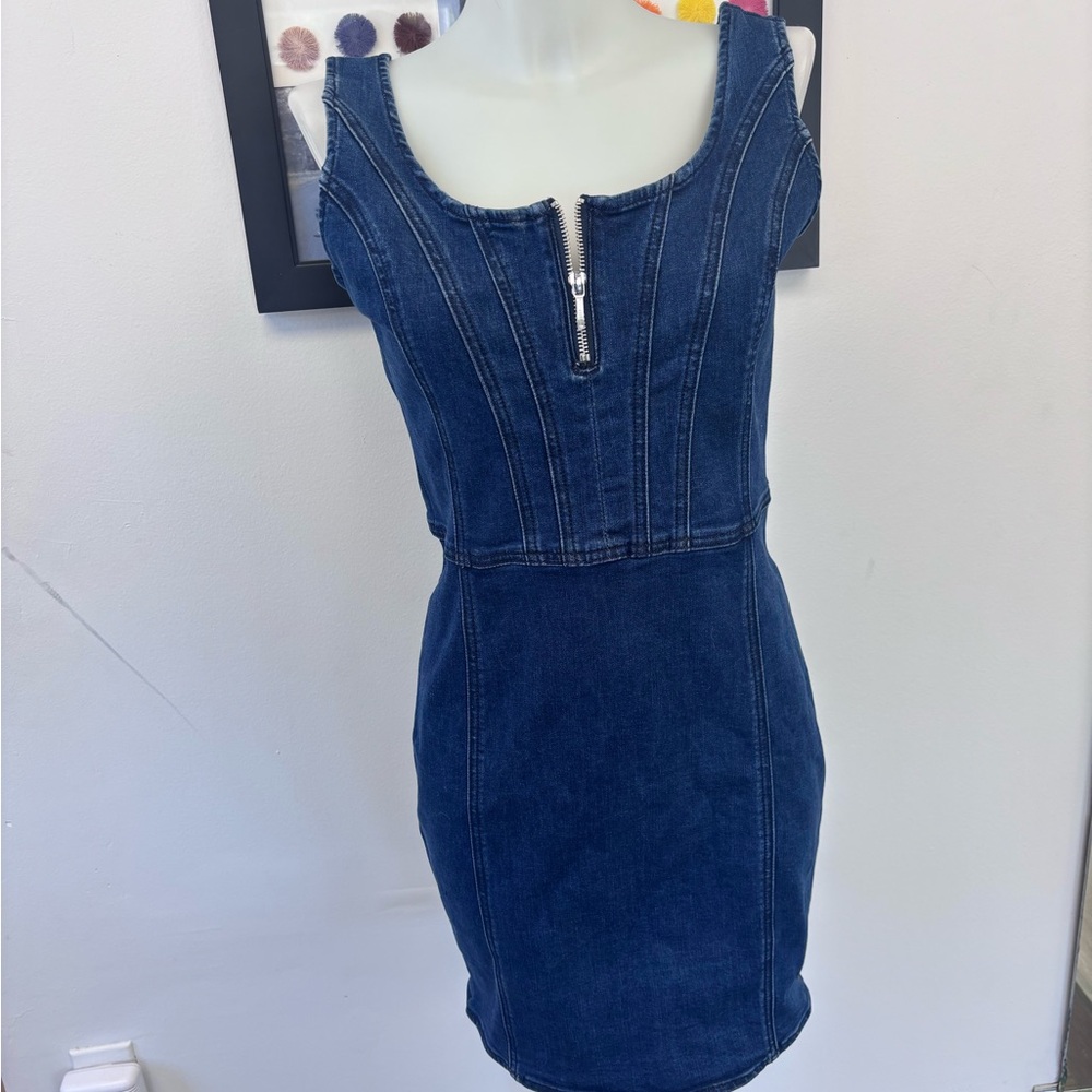 bebe Dark Blue Denim Mini Dress